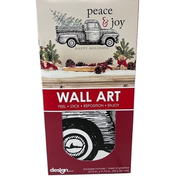 Wall Art  Peel And Stick Holiday Truck By Design Group 27.5 in X 9.75 in - Picture 1 of 3